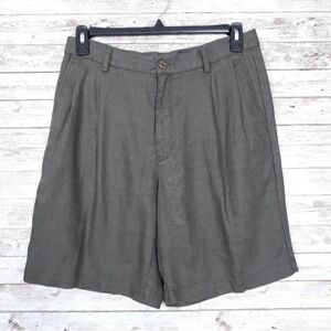 Eddie Bauer Mens Linen Golf Shorts 32 Waist Pleated Taupe 469